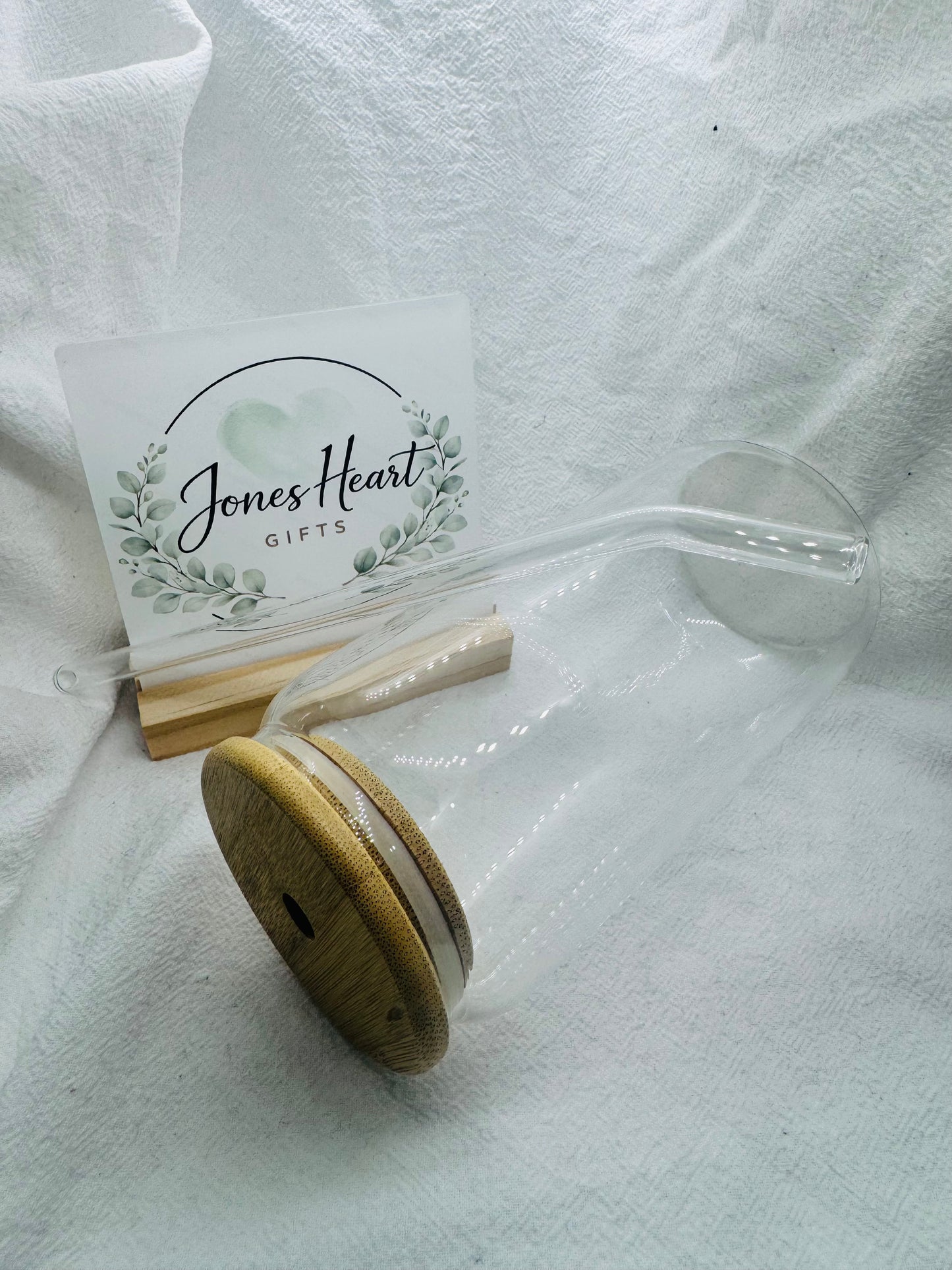 Personalised Glass Tumblers | Bamboo Lid & Glass Straw